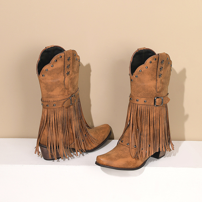 Tasmota - Stivali da cowboy occidentali etnici vintage