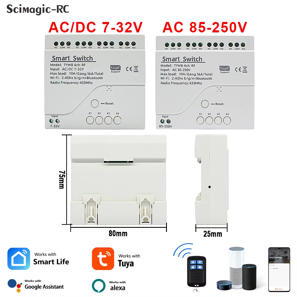 Tuya 4 Channel - Modulo Interruttore Wireless a 4 Canali