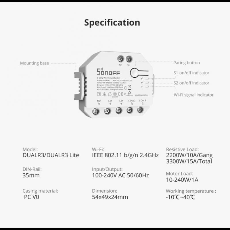 1-8 pz. Smart Switch SONOFF DU - Sonoff recensione e prezzo