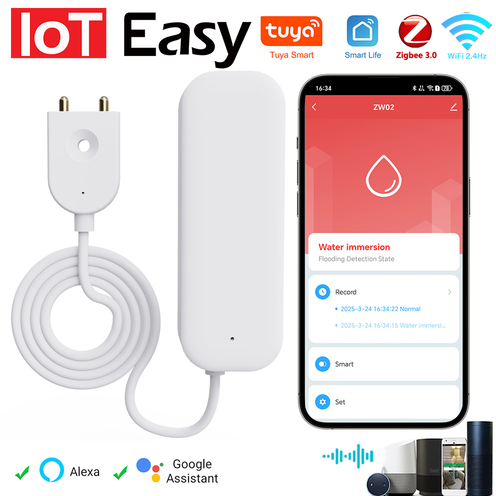 Tuya WiFi ZigBee Sensore acqua - Home Assistant Tuya recensione e prezzo